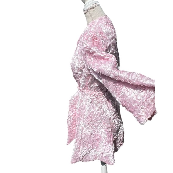 🌻Flora Bea NYC Pink Bonita Floral Rosette Jacket Coat with Belt Women's Size S - Picture 5 of 12
